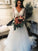 A-Line/Princess Tulle V-neck Applique Long Sleeves Sweep/Brush Train Wedding Dresses CICIP0006819