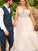 A-Line/Princess Spaghetti Straps Floor-Length Applique Sleeveless Tulle Plus Size Wedding Dresses CICIP0006787
