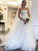 A-Line/Princess Strapless Sleeveless Tulle Sweep/Brush Train Ruffles Wedding Dresses CICIP0007002