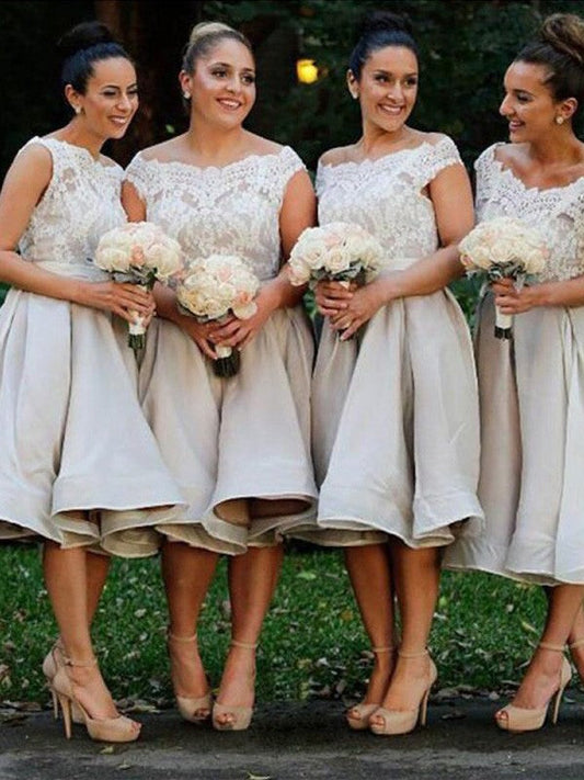 A-Line/Princess Off-the-Shoulder Sleeveless Chiffon Knee-Length Bridesmaid Dresses CICIP0005193