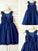 A-line/Princess Scoop Sleeveless Bowknot Tea-Length Lace Flower Girl Dresses CICIP0007735