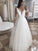 A-Line/Princess Tulle Ruffles V-neck Sleeveless Floor-Length Wedding Dresses CICIP0006782