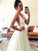 A-Line/Princess Tulle V-neck Ruched Sleeveless Sweep/Brush Train Wedding Dresses CICIP0006741