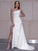 Sheath/Column Satin Ruched One-Shoulder Sleeveless Sweep/Brush Train Wedding Dresses CICIP0006584