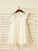 A-line/Princess Scoop Short Sleeves Lace Tea-Length Chiffon Flower Girl Dresses CICIP0007691