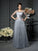 A-Line/Princess Scoop Lace 1/2 Sleeves Long Satin Mother of the Bride Dresses CICIP0007136