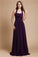 A-Line/Princess Halter Sleeveless Long Ruffles Chiffon Bridesmaid Dresses CICIP0005483