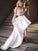 A-Line/Princess Satin Lace Scoop Long Sleeves Sweep/Brush Train Two Piece Wedding Dresses CICIP0006689