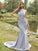 Sheath/Column Stretch Crepe Lace Halter Sleeveless Sweep/Brush Train Bridesmaid Dresses CICIP0004957