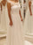 A-Line/Princess Chiffon Bowknot Lace Scoop Sleeveless Sweep/Brush Train Wedding Dresses CICIP0006649