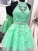 A-Line/Princess Sleeveless Halter Tulle Applique Short/Mini Dresses CICIP0008398