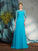 A-Line/Princess Bateau Applique 3/4 Sleeves Long Chiffon Mother of the Bride Dresses CICIP0007256