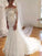 Trumpet/Mermaid Off-the-Shoulder 3/4 Sleeves Sweep/Brush Train Ruffles Lace Wedding Dresses CICIP0006701