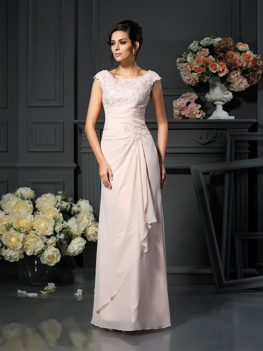 A-Line/Princess Scoop Lace Sleeveless Long Chiffon Mother of the Bride Dresses CICIP0007076