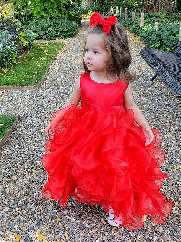Ball Gown Organza Layers Scoop Sleeveless Ankle-Length Flower Girl Dresses CICIP0007478