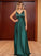 A-Line/Princess Ruffles V-neck Sleeveless Silk like Satin Floor-Length Dresses CICIP0004704