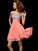 A-Line/Princess V-neck Sleeveless Beading Short Chiffon Homecoming Dresses CICIP0008347