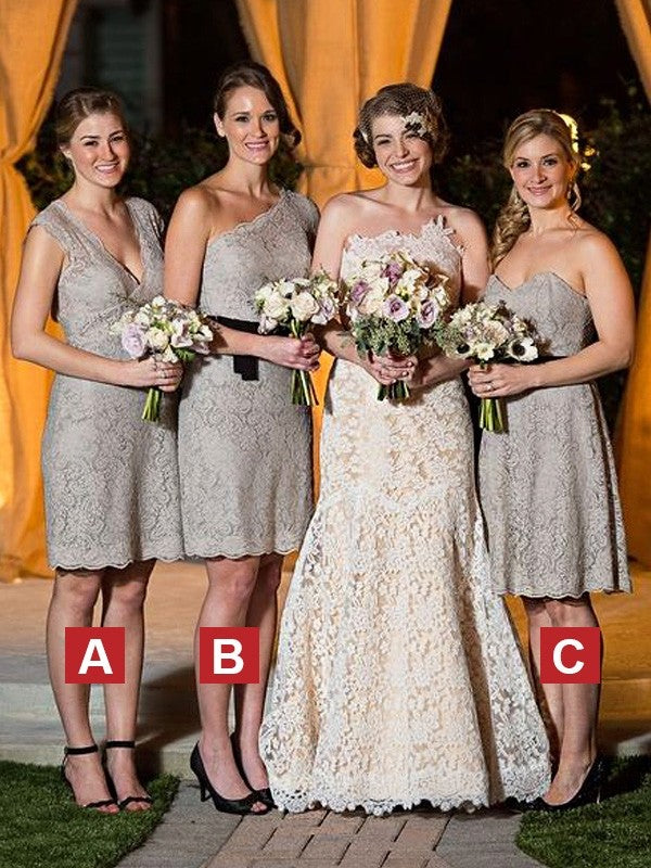 Sheath/Column Lace Sleeveless Floor-Length Bridesmaid Dresses CICIP0005773