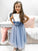 A-Line/Princess Tulle Hand-Made Flower Scoop Sleeveless Tea-Length Flower Girl Dresses CICIP0007470