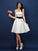 A-Line/Princess Strapless Sash/Ribbon/Belt Sleeveless Short Satin Bridesmaid Dresses CICIP0005705