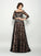 A-Line/Princess Off-the-Shoulder Lace 3/4 Sleeves Long Satin Mother of the Bride Dresses CICIP0007102