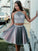 A-Line/Princess Applique Halter Tulle Sleeveless Short/Mini Two Piece Dresses CICIP0008369