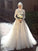 Ball Gown Jewel Long Sleeves Sweep/Brush Train Applique Tulle Wedding Dresses CICIP0006949