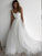 A-Line/Princess Spaghetti Straps Tulle Sleeveless Ruffles Sweep/Brush Train Wedding Dresses CICIP0006966