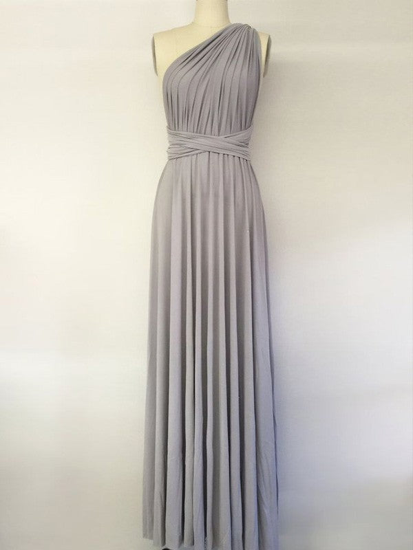 A-Line/Princess One-Shoulder Sleeveless Floor-Length Spandex Bridesmaid Dresses CICIP0005246