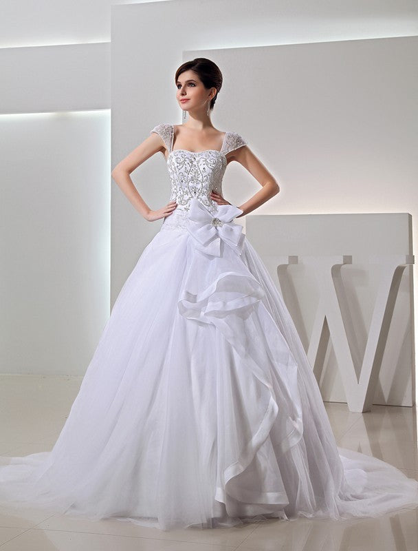 Beading Long Ball Gown Embroidery Organza Bowknot Wedding Dresses CICIP0006921
