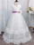 A-Line/Princess Tulle Lace V-neck Sleeveless Floor-Length Flower Girl Dresses CICIP0007936