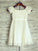 A-line/Princess Square Short Sleeves Ruched Tea-Length Chiffon Flower Girl Dresses CICIP0007675