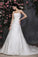 A-Line/Princess Strapless Sleeveless Beading Applique Hand-Made Flower Net Wedding Dresses CICIP0006871