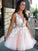 A-Line/Princess Sleeveless V-neck Tulle Applique Short/Mini Dresses CICIP0008262