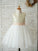 A-Line/Princess Sequin Tulle Scoop Sleeveless Knee-Length Flower Girl Dresses CICIP0007586