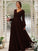 A-Line/Princess Chiffon Ruched V-neck Long Sleeves Floor-Length Bridesmaid Dresses CICIP0004950