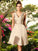 A-Line/Princess V-neck Ruched Sleeveless Short Satin Bridesmaid Dresses CICIP0005404
