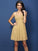 A-Line/Princess Spaghetti Straps Pleats Sleeveless Short Chiffon Bridesmaid Dresses CICIP0005503