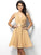 A-Line/Princess V-neck Pleats Sleeveless Short Chiffon Bridesmaid Dresses CICIP0005287