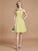 A-Line/Princess Bateau Sleeveless Lace Short/Mini Chiffon Bridesmaid Dresses CICIP0005467
