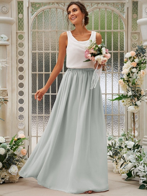 A-Line/Princess Chiffon Ruffles Scoop Sleeveless Floor-Length Bridesmaid Dresses CICIP0004949