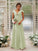 A-Line/Princess Chiffon Ruffles V-neck Sleeveless Sweep/Brush Train Bridesmaid Dresses CICIP0004927