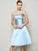 A-Line/Princess Strapless Sleeveless Pleats Short Satin Bridesmaid Dresses CICIP0005265