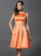 A-Line/Princess Scoop Sleeveless Short Satin Bridesmaid Dresses CICIP0005459