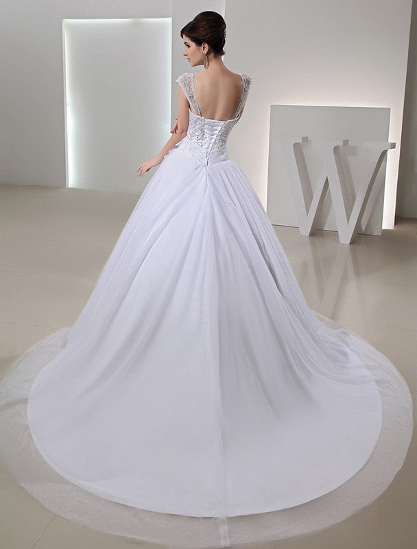 Beading Long Ball Gown Embroidery Organza Bowknot Wedding Dresses CICIP0006921