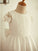 A-Line/Princess Lace Short Sleeves Scoop Bowknot Knee-Length Flower Girl Dresses CICIP0007931