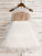 A-Line/Princess Tulle Paillette Scoop Sleeveless Tea-Length Flower Girl Dresses CICIP0007530
