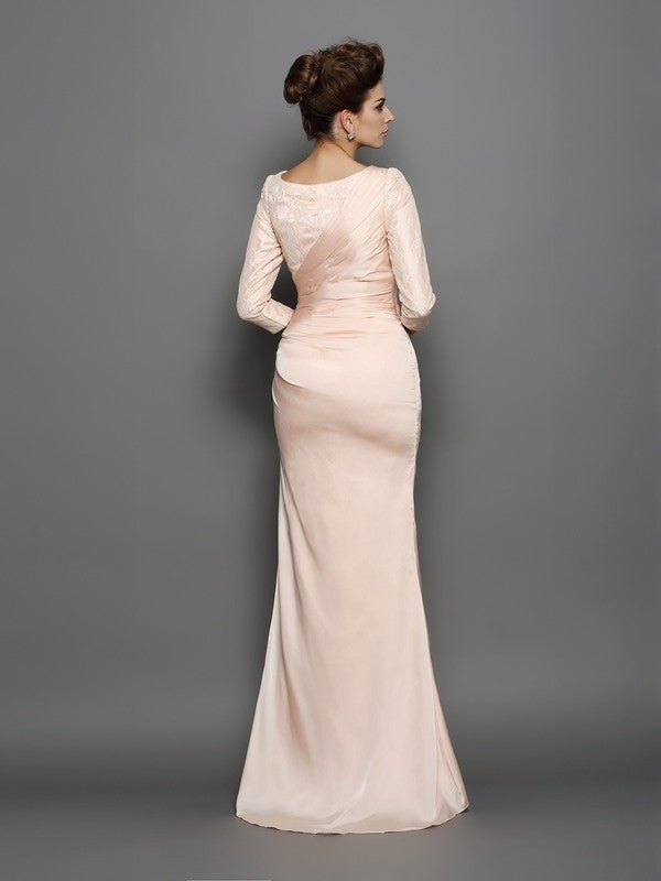 Trumpet/Mermaid Bateau Lace 3/4 Sleeves Long Chiffon Mother of the Bride Dresses CICIP0007124