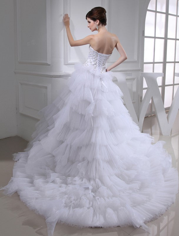 A-Line/Princess Beading Sweetheart Sleeveless Satin Wedding Dresses CICIP0006969