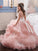 Ball Gown Jewel Short Sleeves Crystal Floor-Length Tulle Flower Girl Dresses CICIP0007491